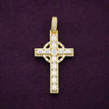 Moissanite Celtic Cross Pendant 14K Yellow Gold