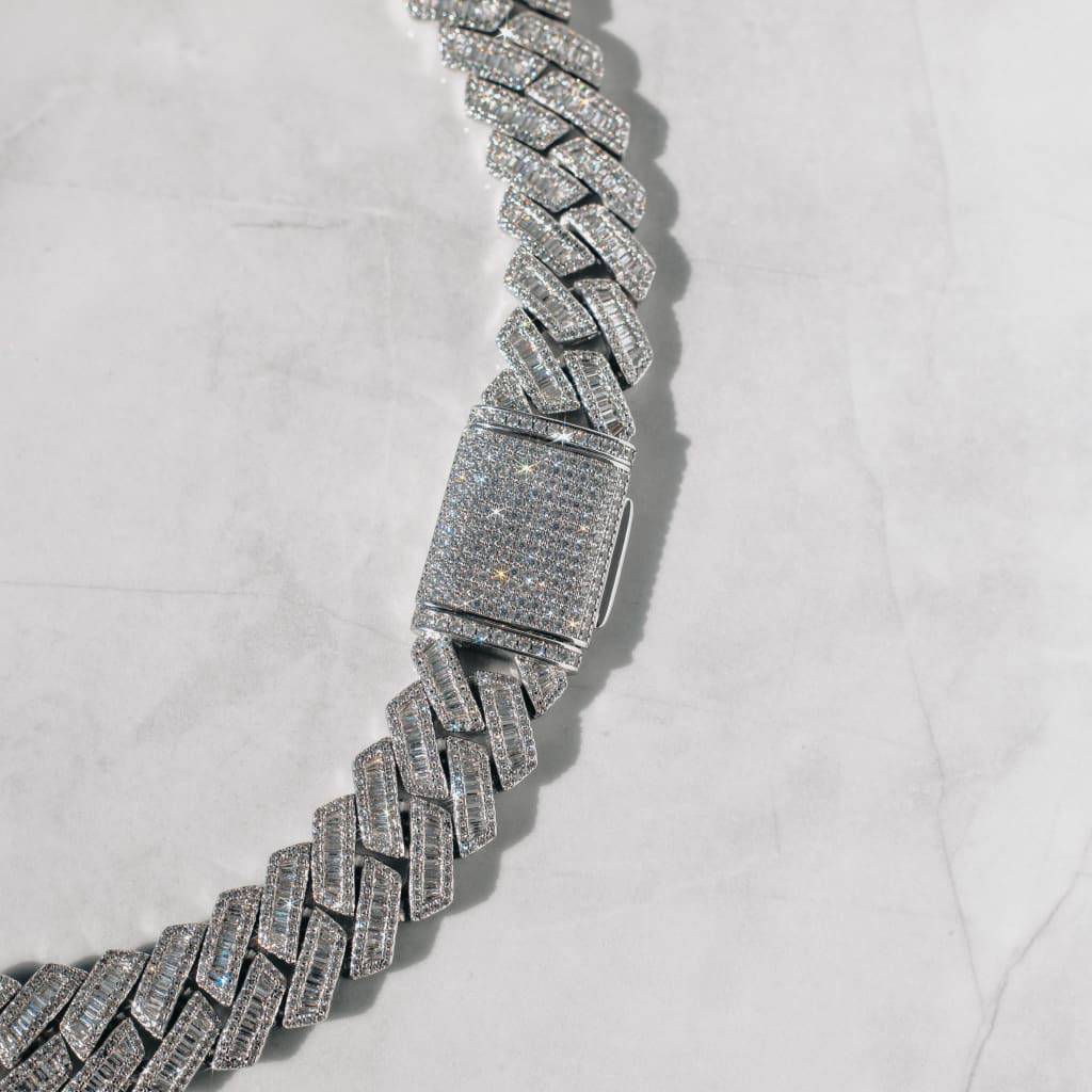 19mm Moissanite Prong Baguette Cuban Chain