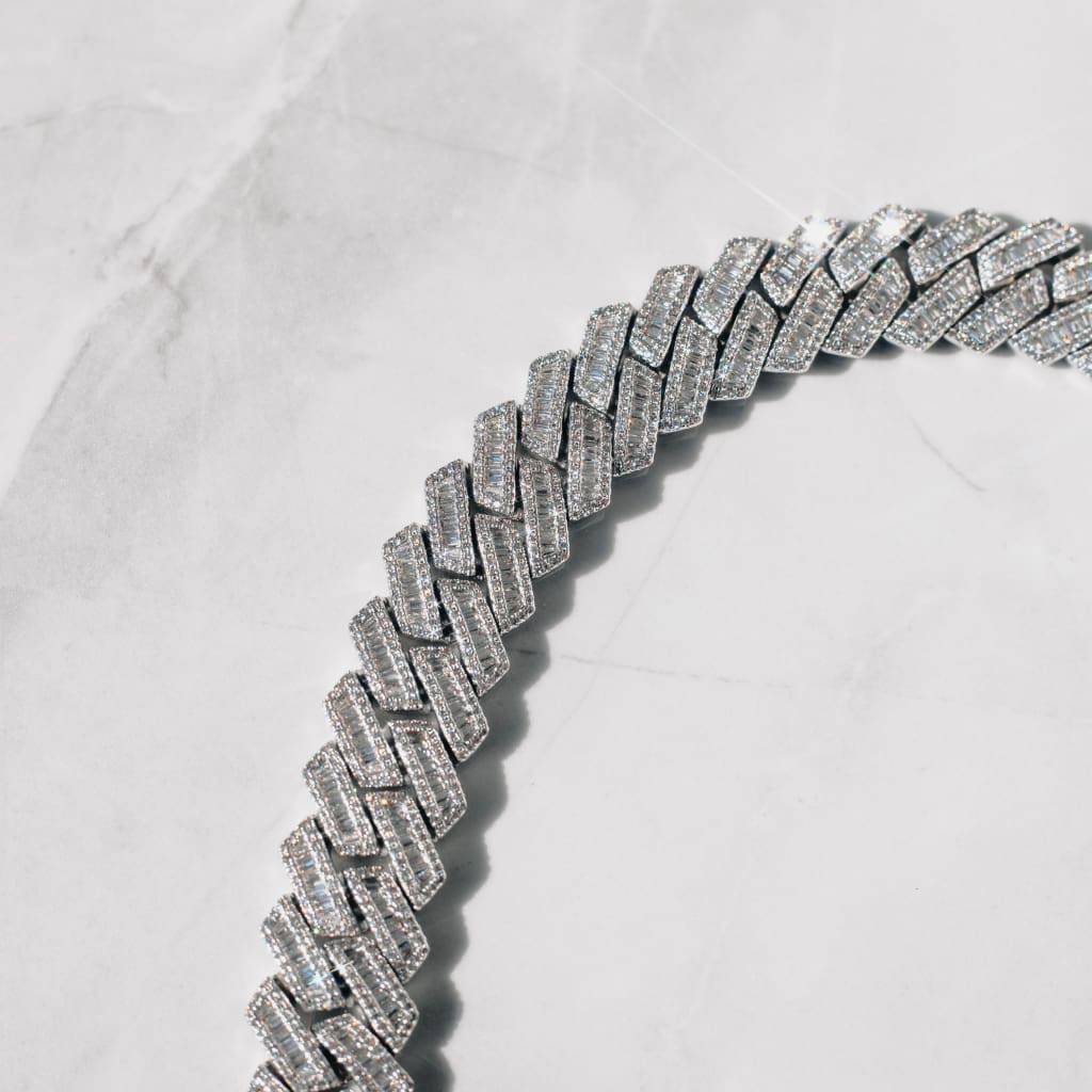 19mm Moissanite Prong Baguette Cuban Chain