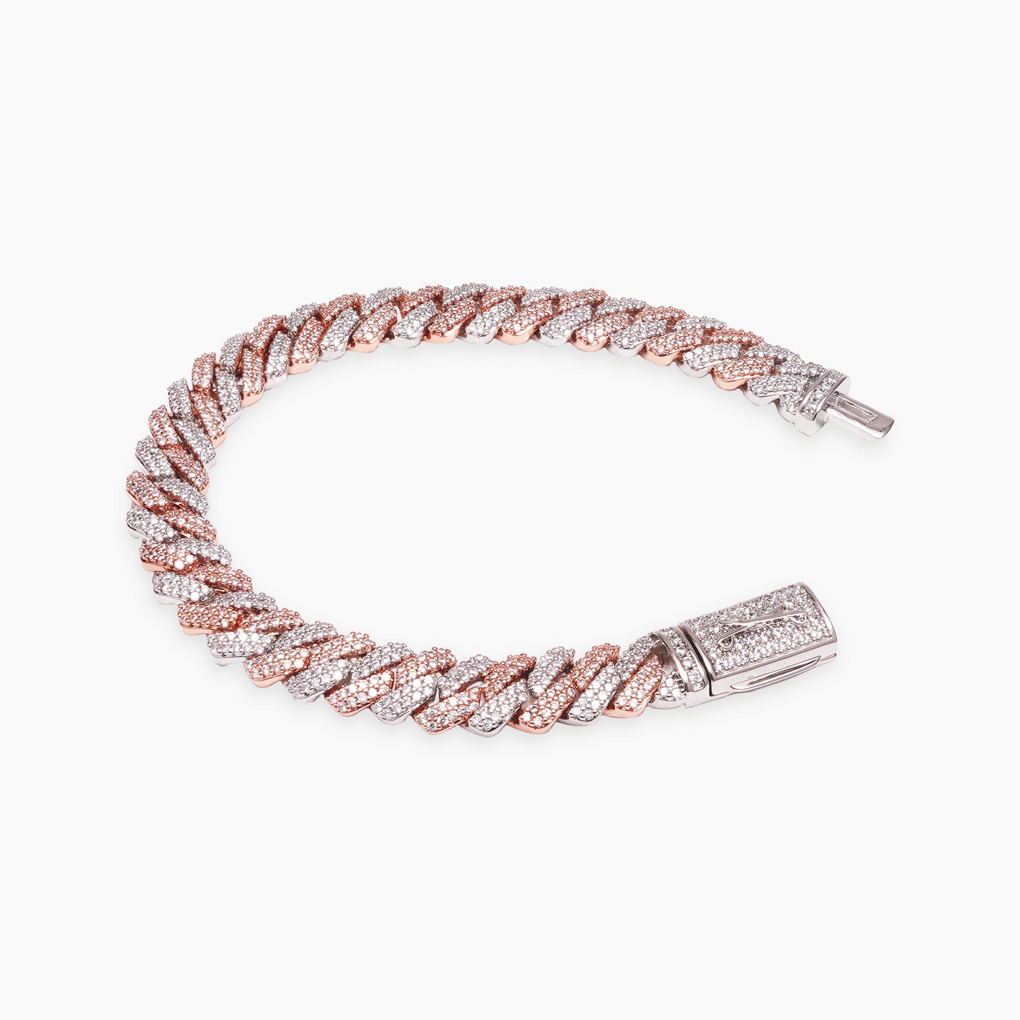 VVS Moissanite Prong link bracelet 8mm - 2 tones