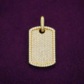 Moissanite Dog Tag Pendant 14K Yellow Gold