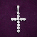Small Moissanite Solitaire Cross Pendant 14K White Gold
