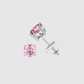 PINK VVS ROUND 1CT EARRINGS  - White Gold Vermeil
